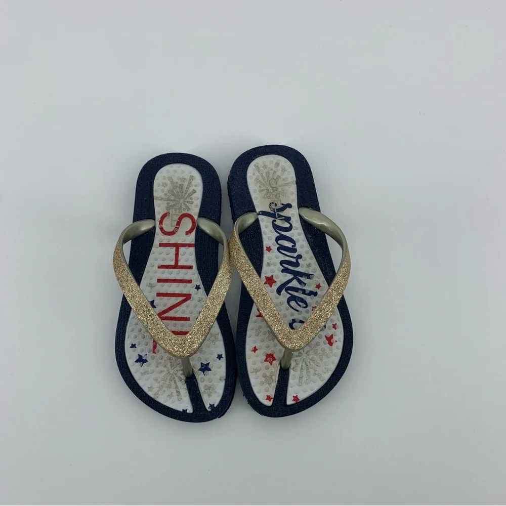 Kids Glittery Gold Flip Flops
